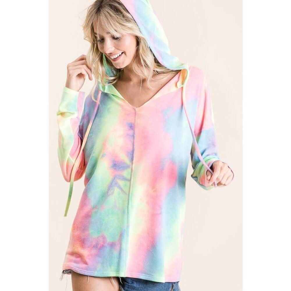 🎁 BiBi Tie Dye Terry Long Sleeve Hoodie sz Small - Picture 5 of 15